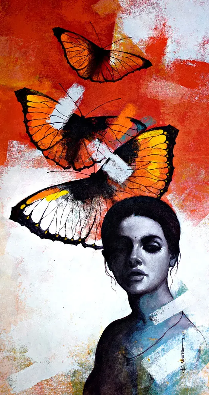 butterfly paintings by kishore pratima biswas