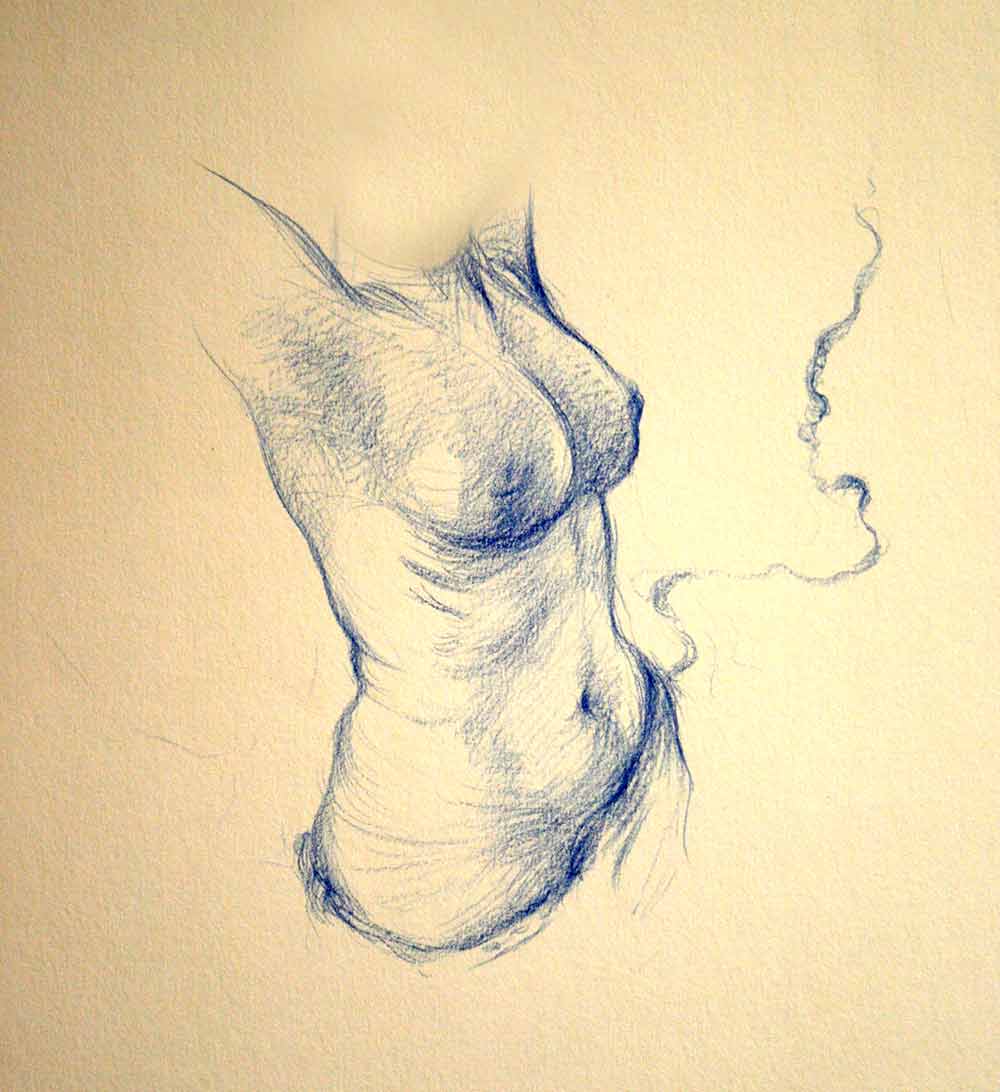 Nude Indian woman drawing