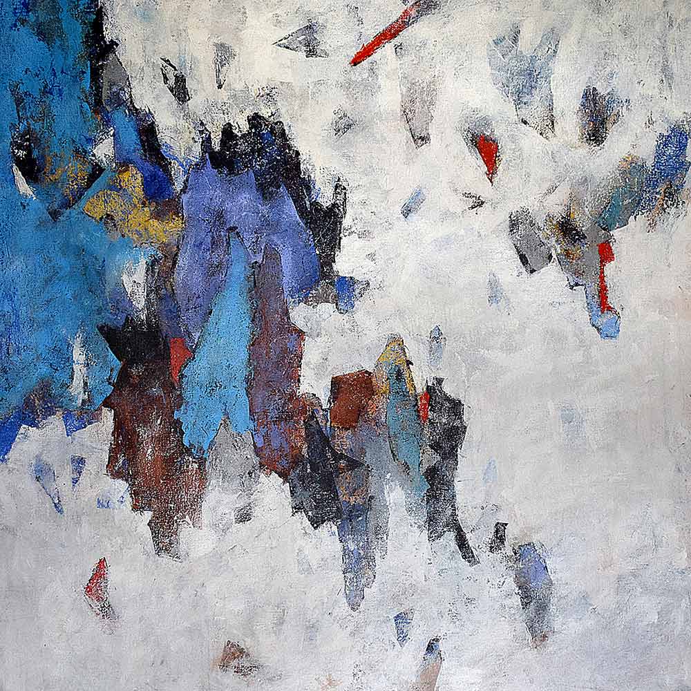 36x36 inches abstract painting blue and white combination